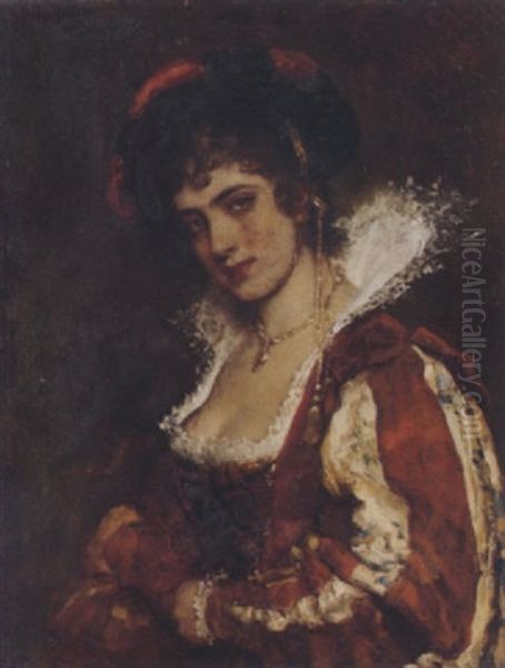 Portrait Einer Venezianische Dame In Einem Historischen Kostum Oil Painting by Eugen von Blaas