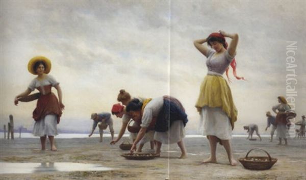 The Mussel Gatherers Oil Painting by Eugen von Blaas