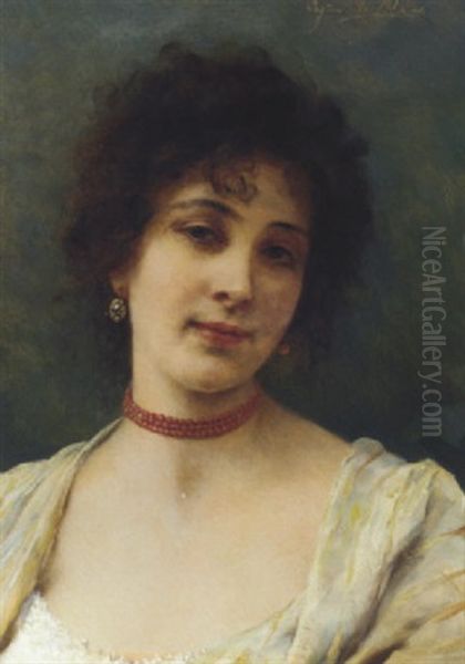 An Elegant Lady Oil Painting by Eugen von Blaas