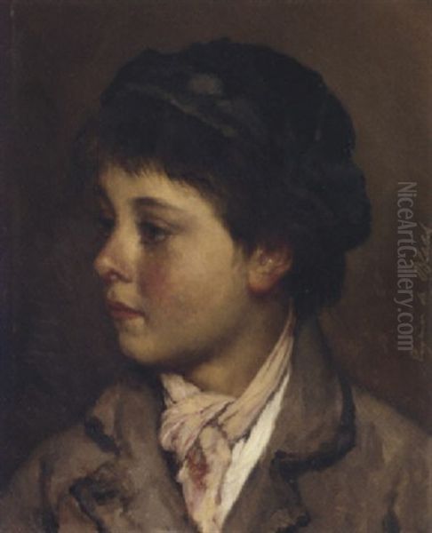 Head Of A Young Boy Oil Painting by Eugen von Blaas