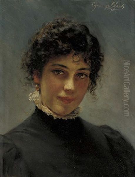 An Elegant Lady Oil Painting by Eugen von Blaas