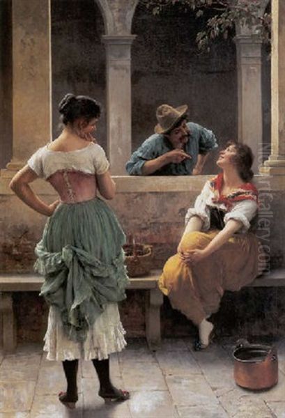 Flirtation Oil Painting by Eugen von Blaas