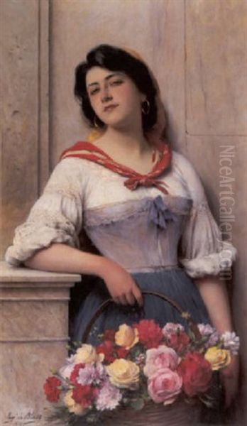 Venetian Flower Seller Oil Painting by Eugen von Blaas