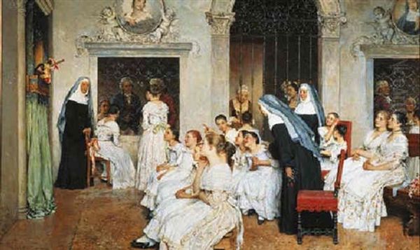 The Puppet Theatre Oil Painting by Eugen von Blaas