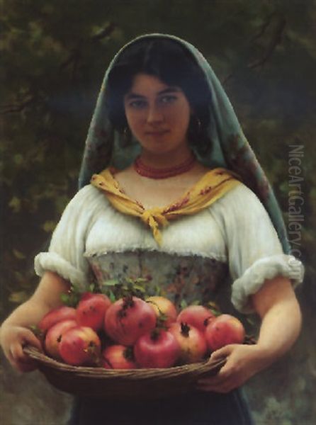 Madchen Mit Granatapfeln Oil Painting by Eugen von Blaas