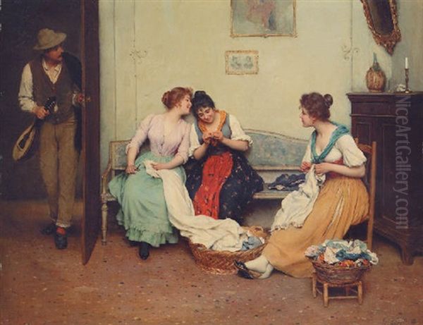 The Friendly Gossips Oil Painting by Eugen von Blaas