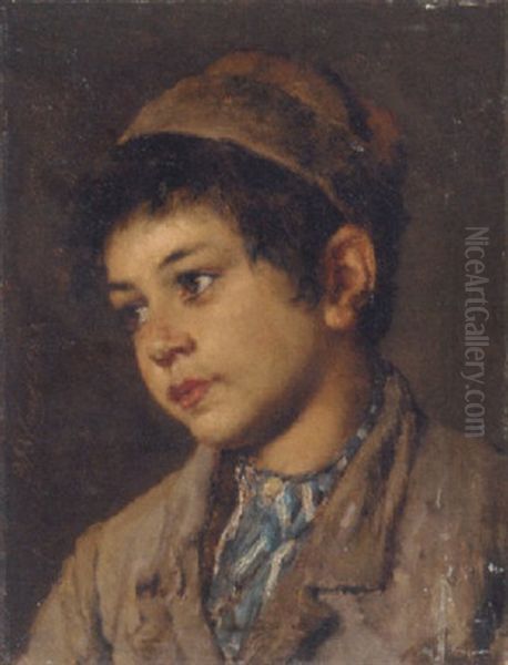 Portrait Of A Young Boy Oil Painting by Eugen von Blaas