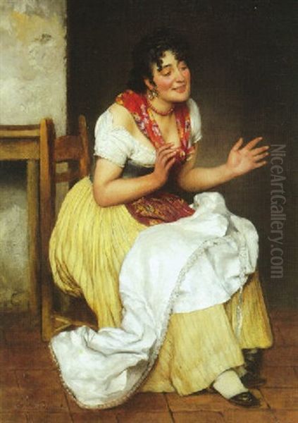 Sitzende Junge Venezianerin Oil Painting by Eugen von Blaas