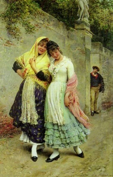 The Flirtation Oil Painting by Eugen von Blaas