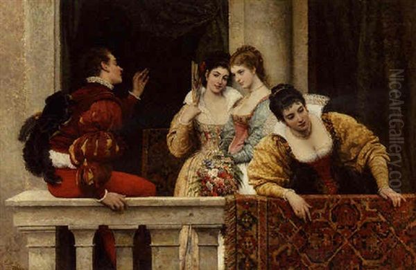 On The Balcony Oil Painting by Eugen von Blaas