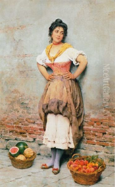 The Fruit Vendor Oil Painting by Eugen von Blaas