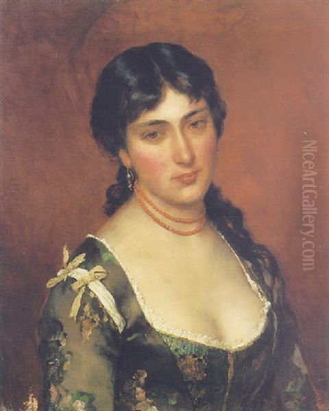 Portrait Of A Lady Oil Painting by Eugen von Blaas