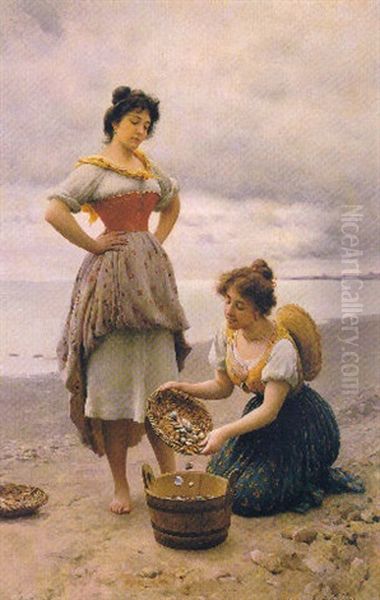 Gathering Shells Oil Painting by Eugen von Blaas