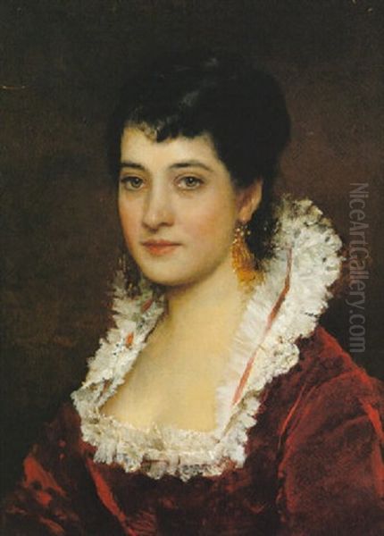 Portrait Of A Young Woman Oil Painting by Eugen von Blaas