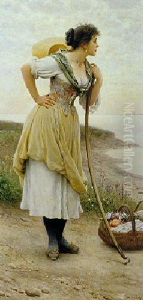 Awaiting The Return Oil Painting by Eugen von Blaas