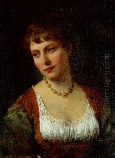 A Venetian Girl Oil Painting by Eugen von Blaas