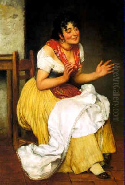 Neapoletanisches Madchen Oil Painting by Eugen von Blaas