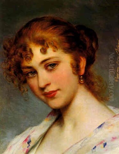 Portrait Einer Jungen Dame Oil Painting by Eugen von Blaas