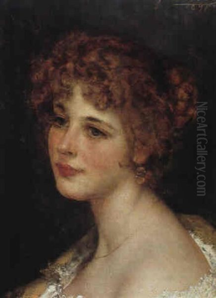 Bildnis Einer Jungen Frau Oil Painting by Eugen von Blaas