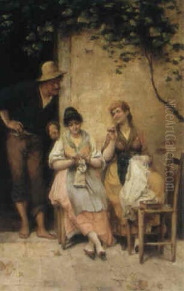 Eine Nette Begegnung Oil Painting by Eugen von Blaas