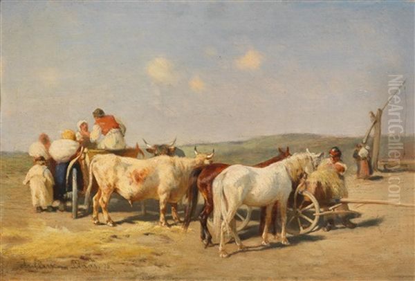 Motiv Aus Der Puszta Oil Painting by Julius von Blaas