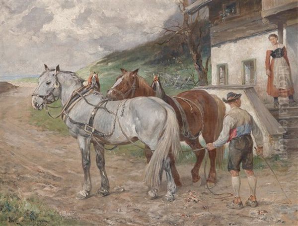 Am Weg Aufs Feld Oil Painting by Julius von Blaas