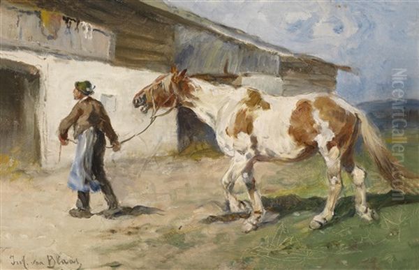 Am Heimweg Oil Painting by Julius von Blaas