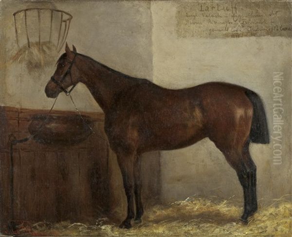 Brauner Im Stall Oil Painting by Julius von Blaas