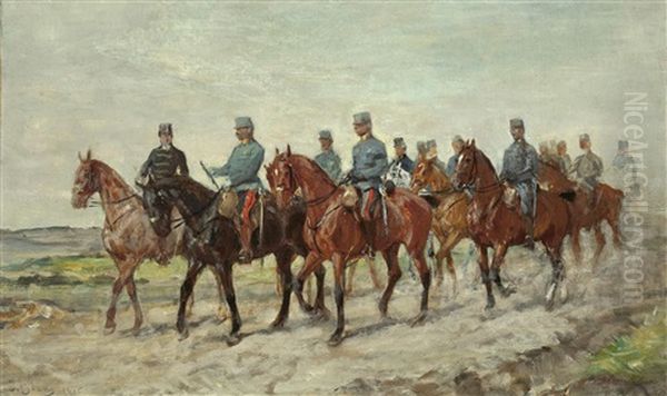 Erzherzog Mit Offizieren An Der Regimentsspitze Oil Painting by Julius von Blaas