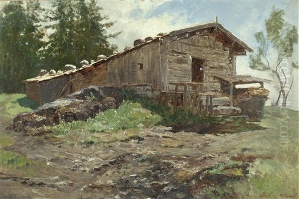 Almhutte Im Sommerlicht Oil Painting by Julius von Blaas