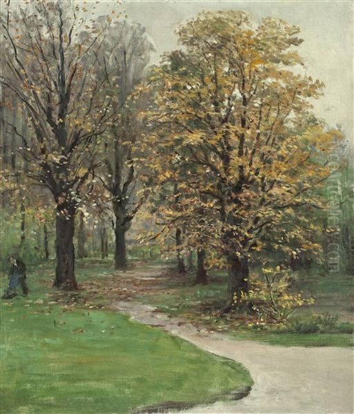 Herbstwald Oil Painting by Julius von Blaas