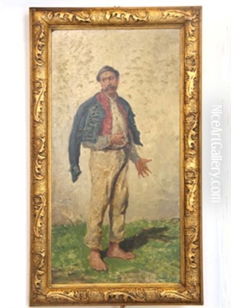 Bauer Mit Pfeife Oil Painting by Julius von Blaas