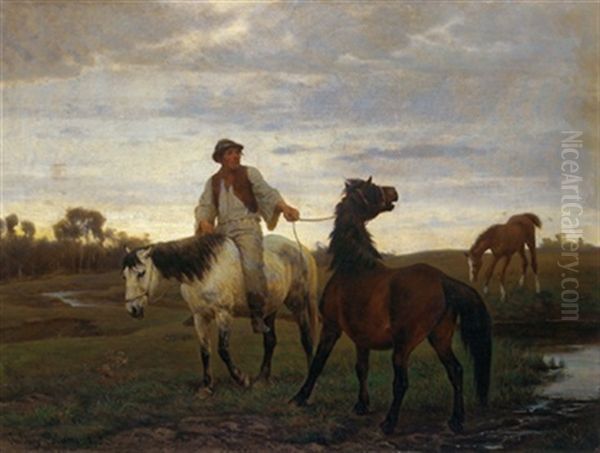 Ungarischer Pferdehirte Oil Painting by Julius von Blaas