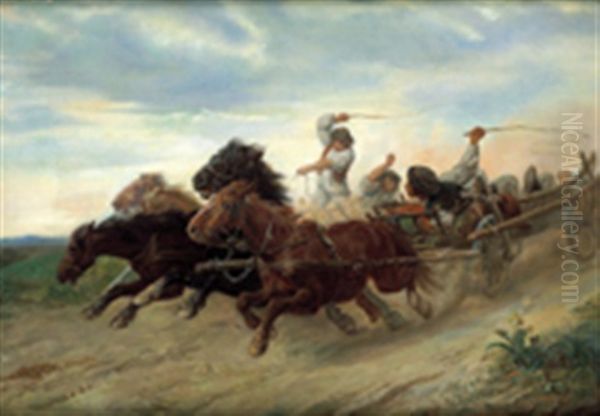 Wilde Wettfahrt Oil Painting by Julius von Blaas