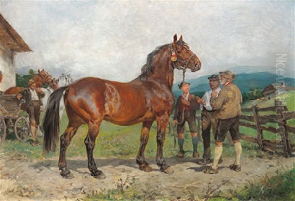 Der Pferdehandel Oil Painting by Julius von Blaas