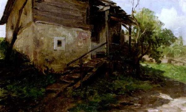 Verfallene Bauernhutte Oil Painting by Julius von Blaas