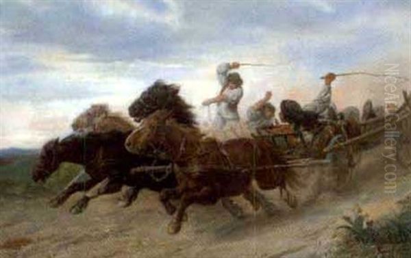 Wilde Wettfahrt Oil Painting by Julius von Blaas