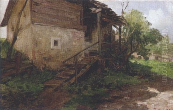 Verfallene Bauernhutte Oil Painting by Julius von Blaas