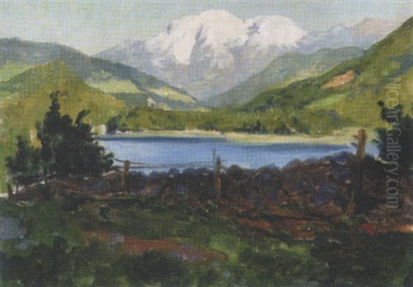 Bergsee In Sudtirol Oil Painting by Julius von Blaas