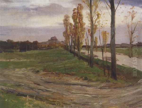 Herbstlandschaft Mit Schloss Oil Painting by Julius von Blaas