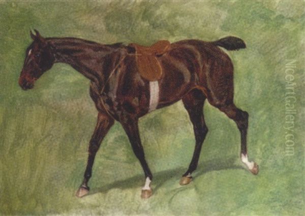 Gesattelter Brauner Oil Painting by Julius von Blaas