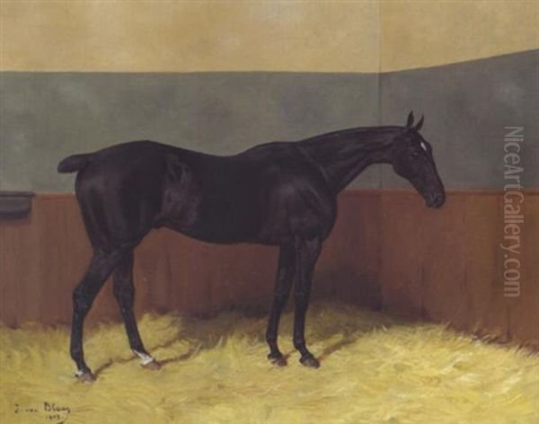 Sportpferd Im Stall Oil Painting by Julius von Blaas