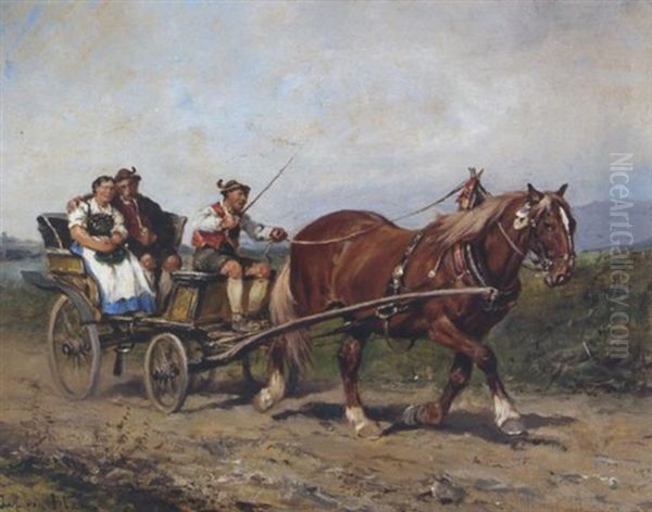 Die Ausfahrt Oil Painting by Julius von Blaas