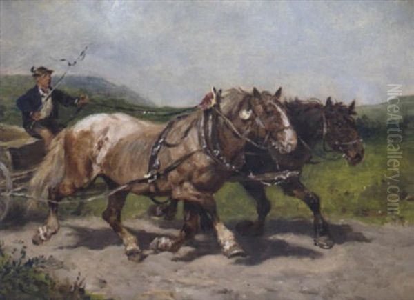 Fahrt Mit Dem Pferdewagen Oil Painting by Julius von Blaas