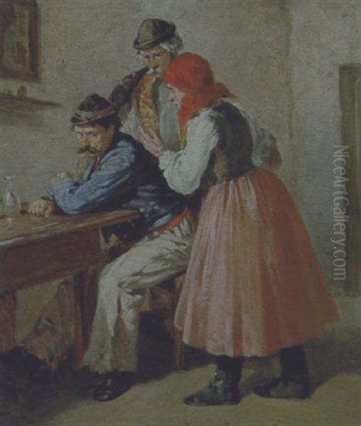 Die Zankische Bauerin Oil Painting by Julius von Blaas