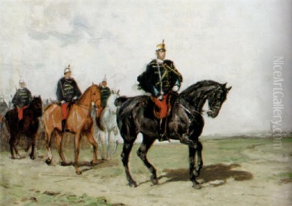 Eskadron Dragoner Bei Der Parade Oil Painting by Julius von Blaas