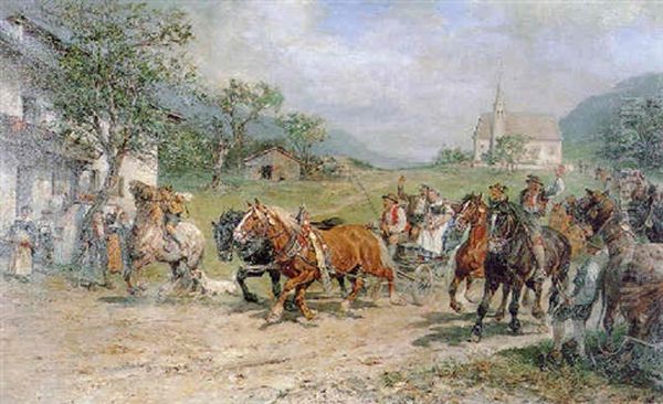 The Village Festival Oil Painting by Julius von Blaas