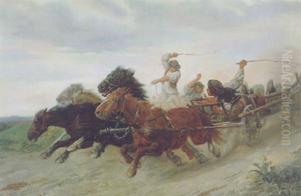 Wilde Wettfahrt Oil Painting by Julius von Blaas