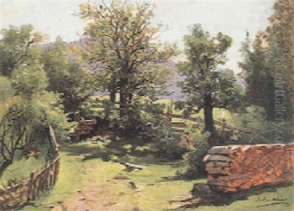 Landschaft Mit Holztriste Oil Painting by Julius von Blaas