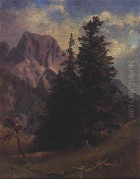 Gebirgslandschaft Oil Painting by Julius von Blaas